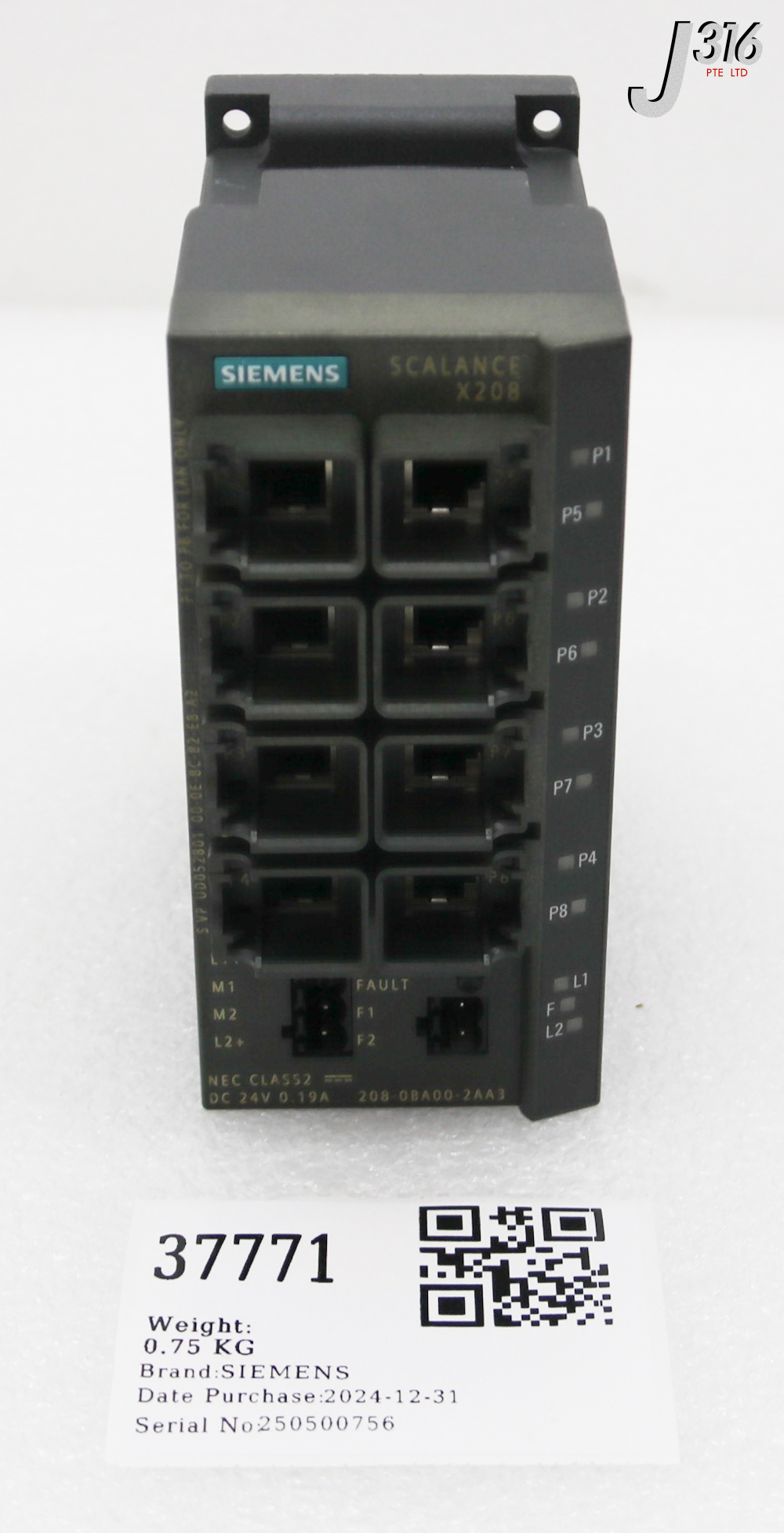 37771 SIEMENS SIMATIC NET IND ETHERNET SWITCH, 208-0BA00-2AA3